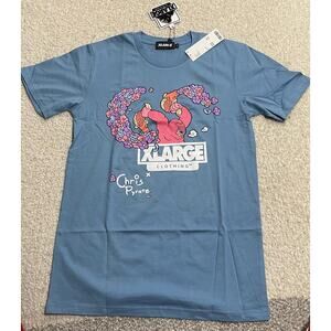 NWT XLARGE x Chris Pyrate Men's Size Small Short Sleeve T-shirt Tee Blue